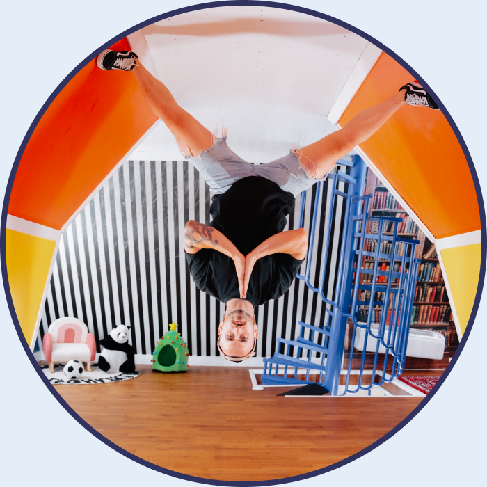Inverted room interior at House Down Under